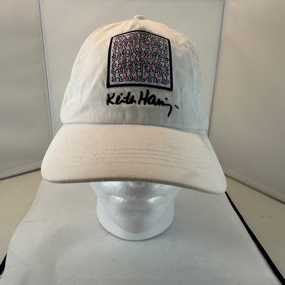 Keith Haring White Embroidered Baseball Cap Dad Hat Adjustable Strapback pink
